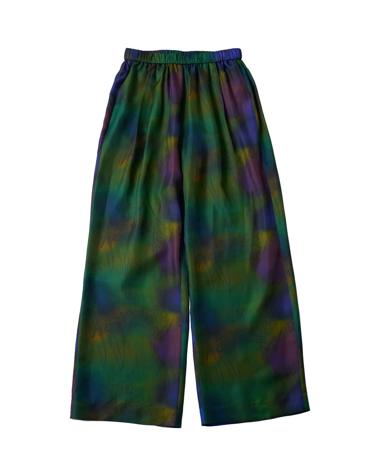 "Brooklyn" Silk Wide Leg Palazzo Pants - Green - Image 8