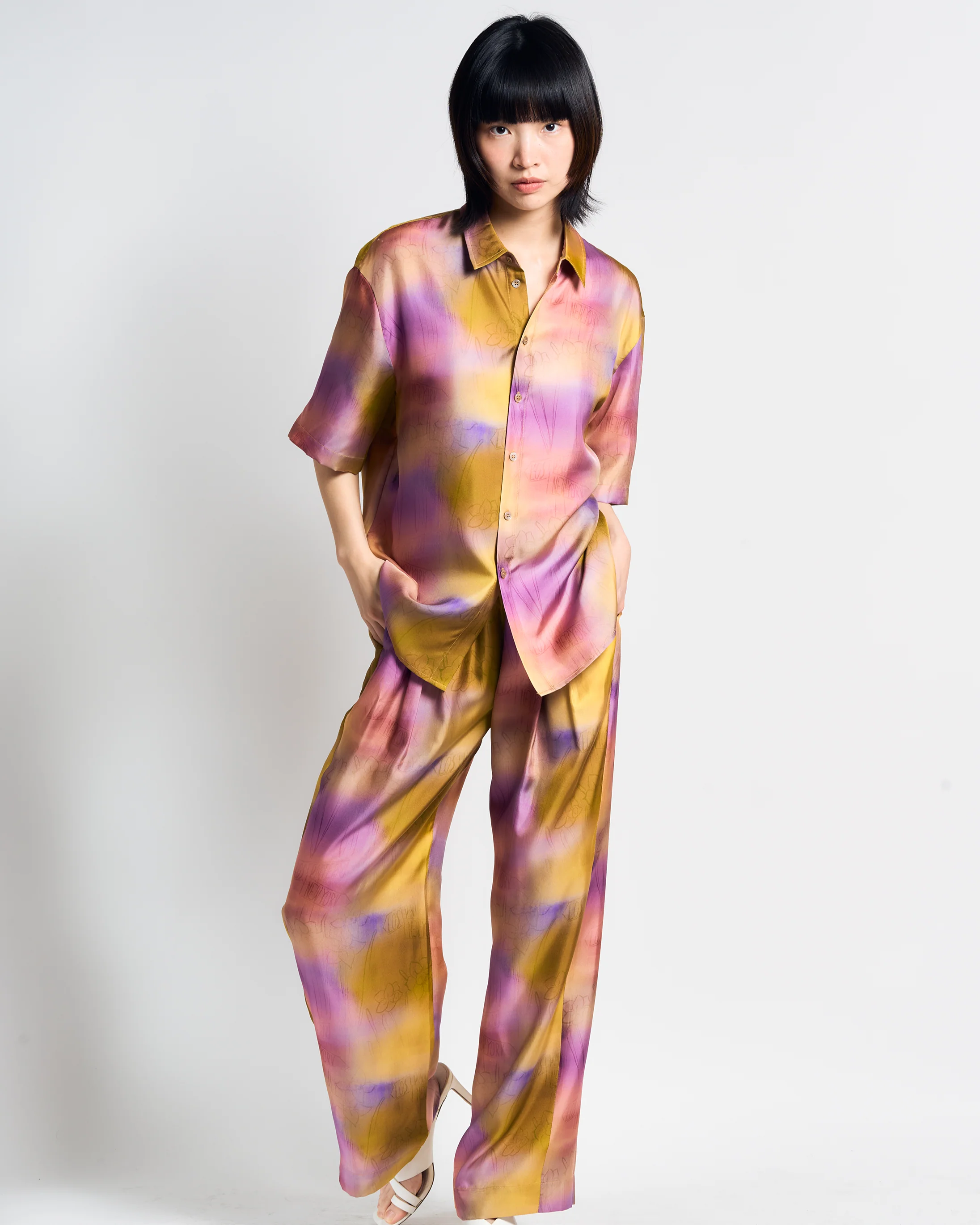 "Brooklyn" Silk Wide Leg Palazzo Pants - Pink - Image 3