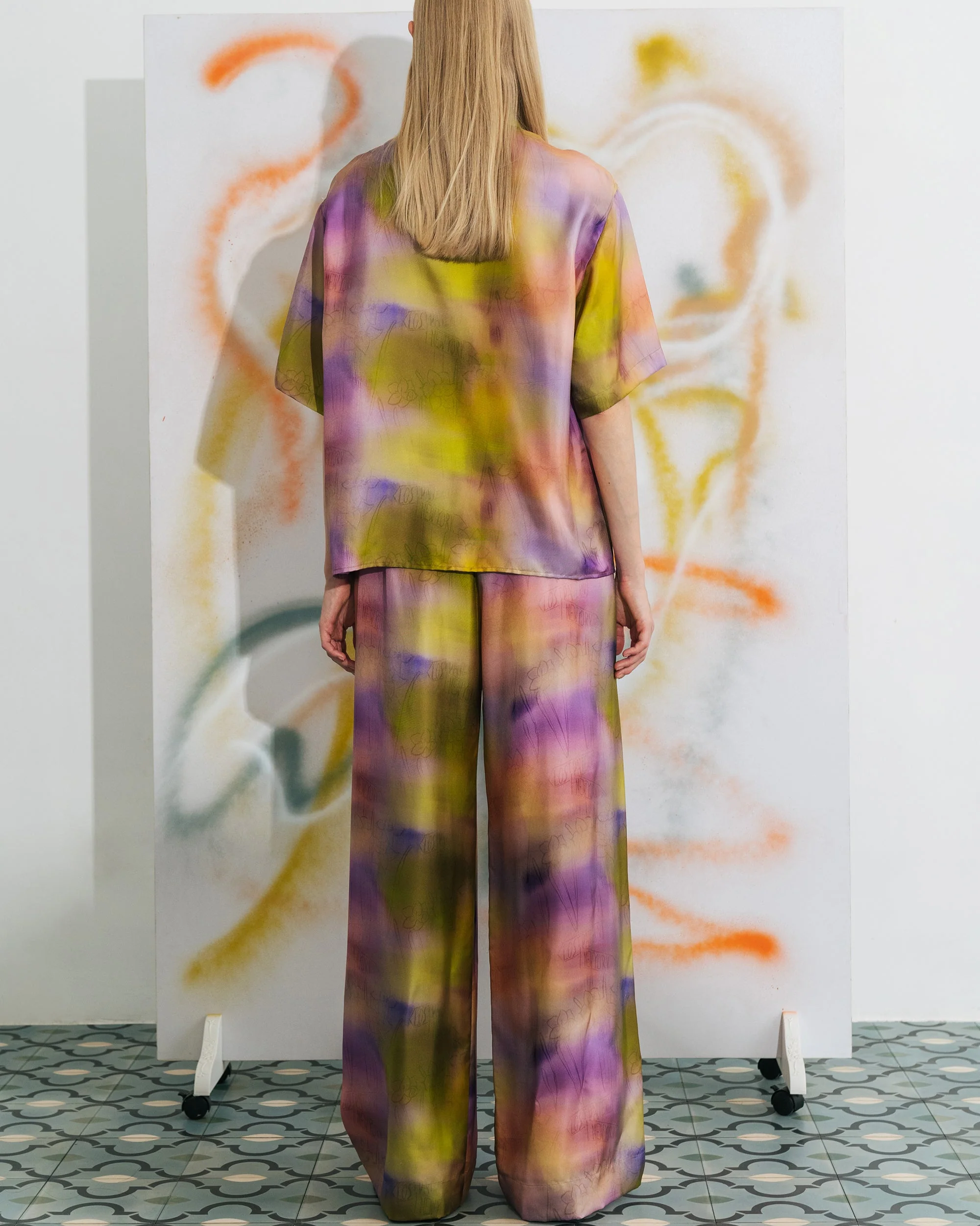 "Brooklyn" Silk Wide Leg Palazzo Pants - Pink - Image 6