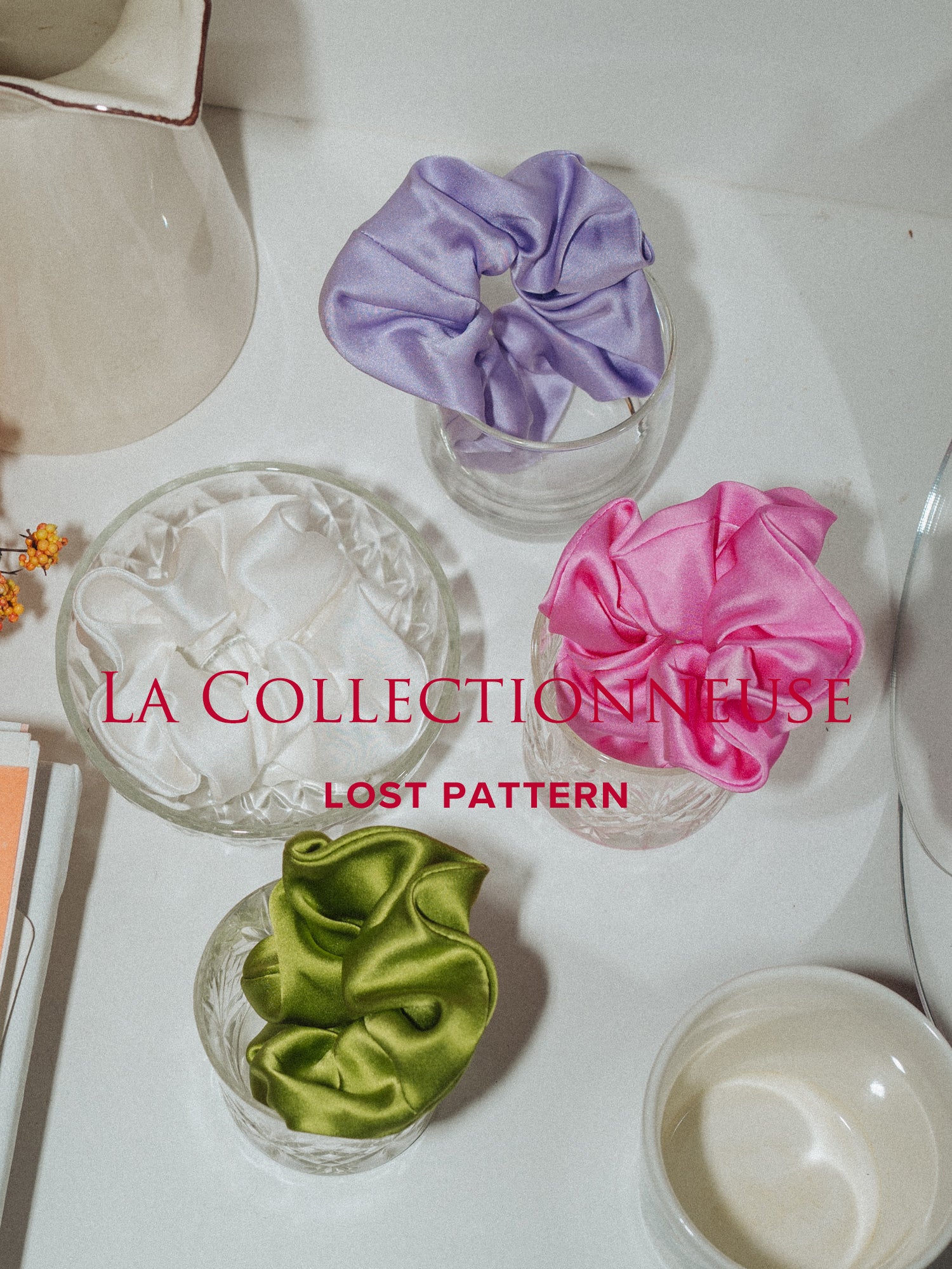 "Silken Hair" Silk Scrunchie Hair Tie - Pink - Image 4