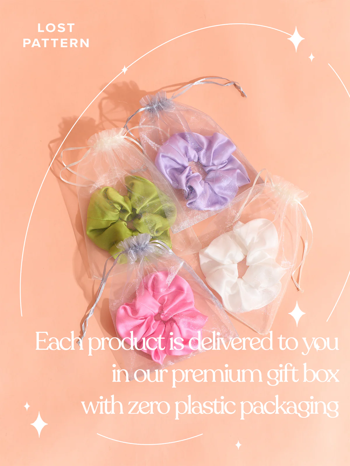 "Silken Hair" Silk Scrunchie Hair Tie - Pink - Image 8