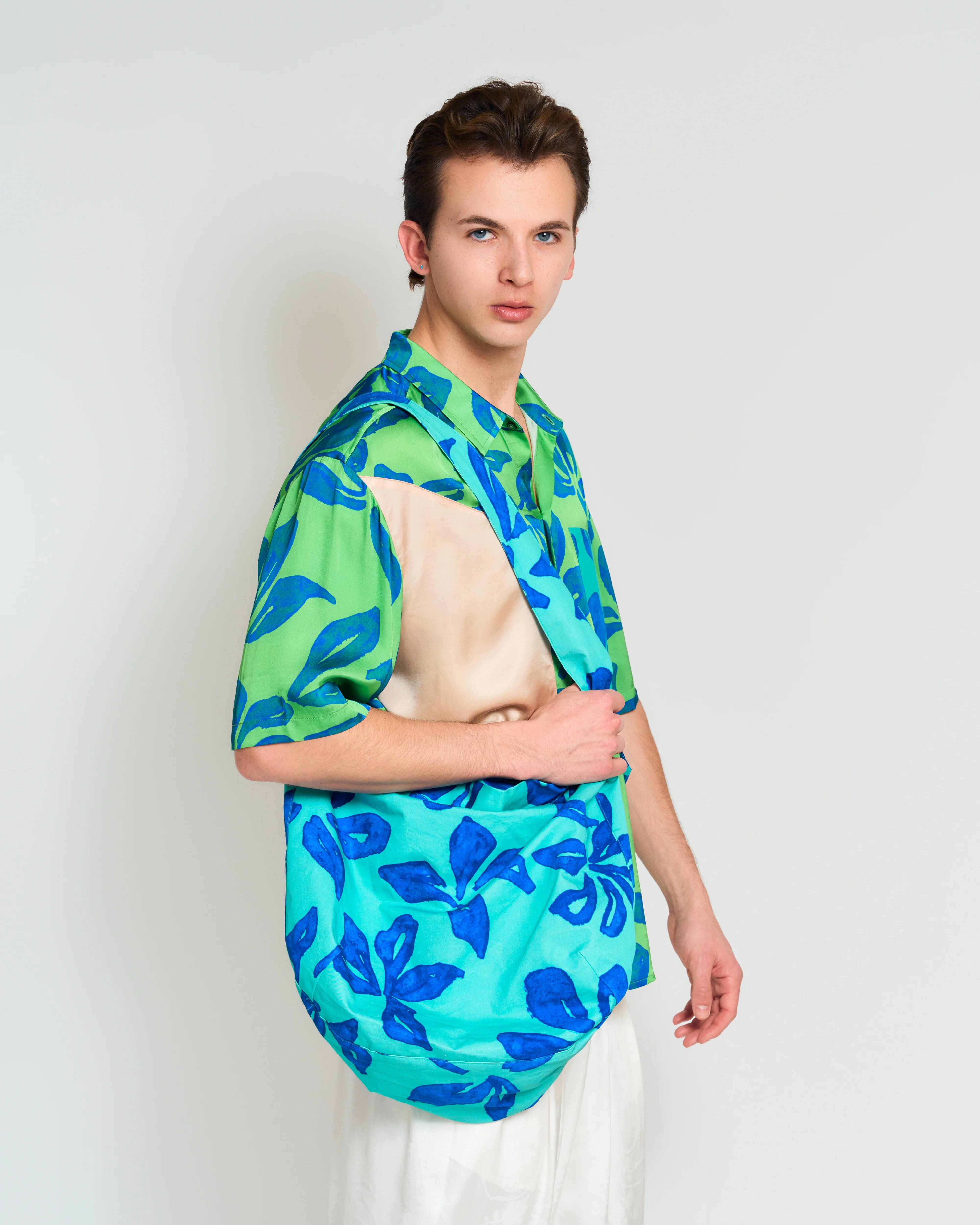 "Tropical Bliss" Patchwork Oversized Hawaii Shirt - Green - Image 3