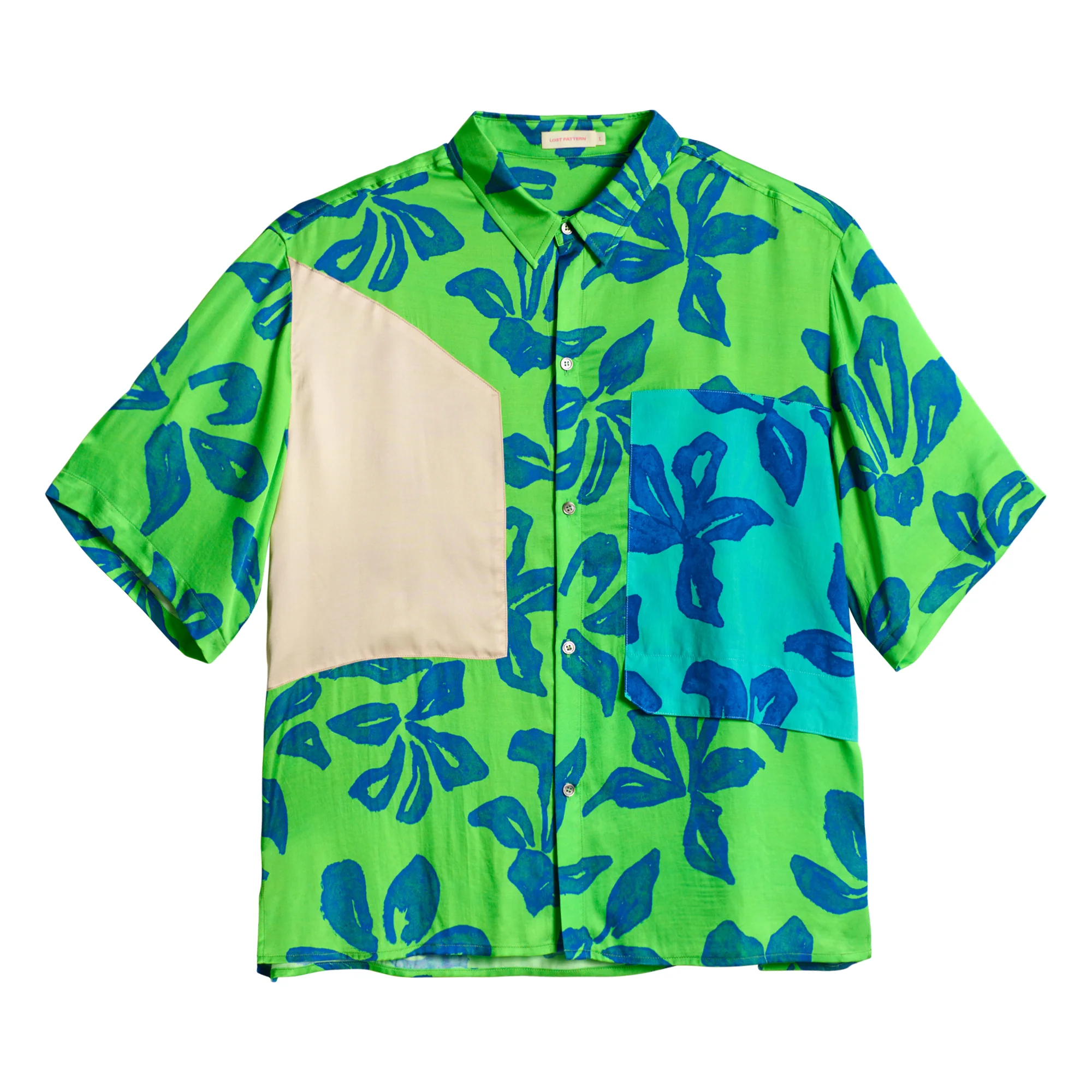 "Tropical Bliss" Patchwork Oversized Hawaii Shirt - Green - Image 6