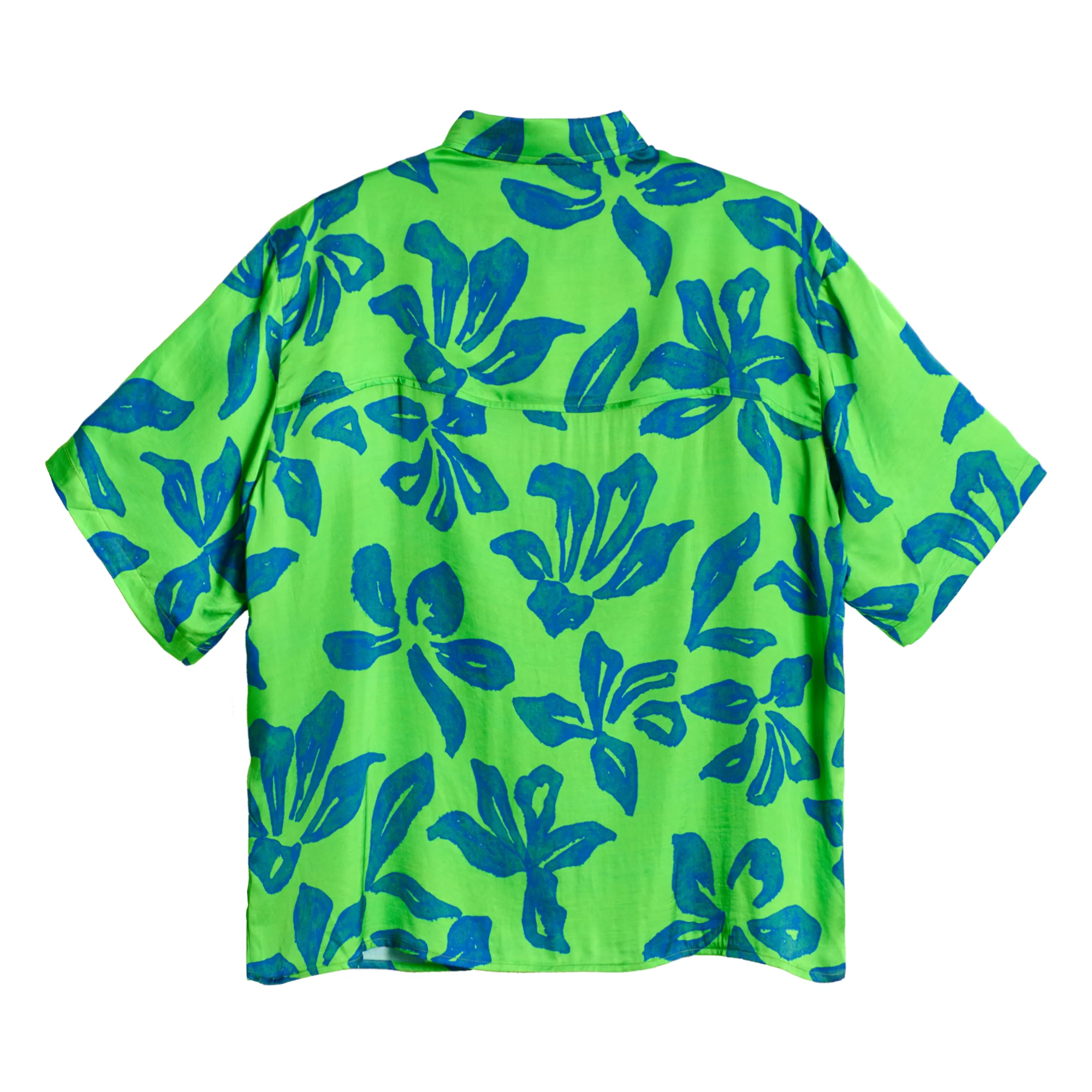"Tropical Bliss" Patchwork Oversized Hawaii Shirt - Green - Image 7