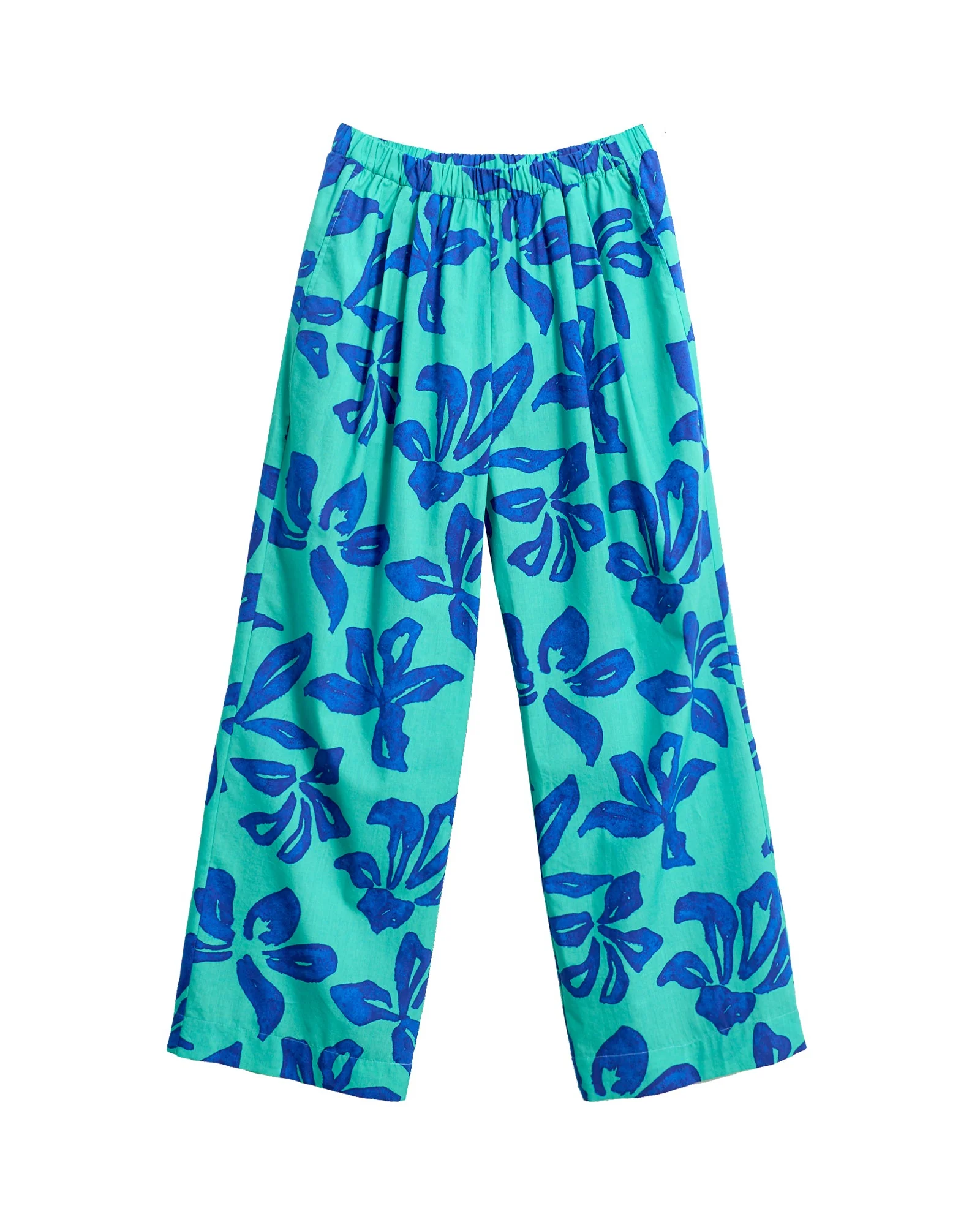 "Tropical Bliss" Wide-Leg Palazzo Pants - Ocean Blue - Image 6