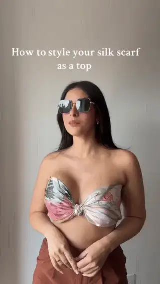 "Vintage Blooms" Large Silk Square Scarf - Champagne - Image 9